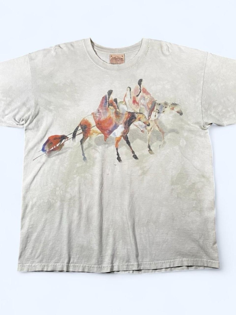 Vintage 1996 The Mountain Native American Horse Art T-Shirt Large USA Dyed